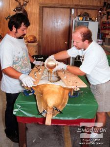 לחיצה להגדלת תמונה היציקה תעשה ממעטפת דקה של פוליאוריתן קשיח Smooth-Cast® 320 ולאחר מכן תמולא בעזרת קצף פוליאוריתן Foam-iT!® 5. ראשית, מודדים, מערבבים ויוצקים פוליאוריתן קשיח Smooth-Cast® 320 לתבנית.