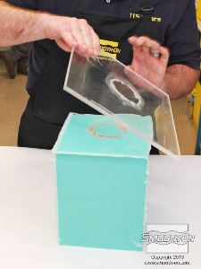 לחיצה להגדלת תמונה הופכים את התבנית ומסירים את תחתית הקופסה.