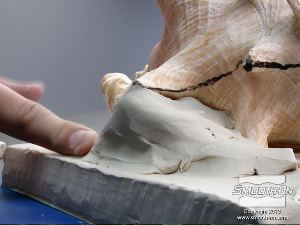 לחיצה להגדלת תמונה ממשיכים להוסיף חימר לעיצוב נטול גופרית לאורך קו ההפרדה שסימנו על המודל.