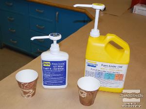 לחיצה להגדלת תמונה בהכנת החלק הזה השתמשו באפוקסי EpoxAmite , ניתן להשתמש באפוקסי CR-80 של חברת סיקה גרמניה. חומרים אלו הם בעלי צמיגות נמוכה ומסוגל להספיג בקלות סוגים רבים של אריגים וסיבים.